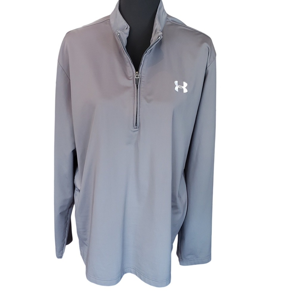 Under Armour Mens XL Gray Quarter Zip Pullover Long‎ Sleeve Athletic Shirt